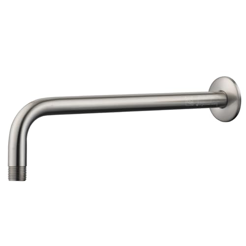 Joyrain Shower Arm Extension with Flange Base, 304 Stainless Steel Extension Pipe, Adjustable Flexible Shower Arm (Brushed stainless teel, 12-Inch L-Shaped Extension Arm) - color: L-Shaped Extension Arm( 12-In), size: Brushed stainless teel
