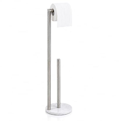 Marble Toilet Paper Holder Stand - Brushed Nickel, Freestanding with Storage, Floor Stand, Silver Toilet Roll Holder, Standing Paper Towel Holder - color: Brushed Nickel