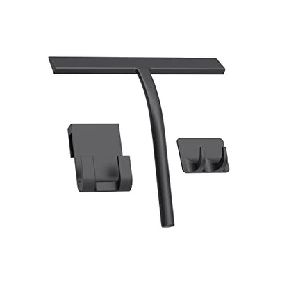 Silicone Shower Squeegee, Black, 9 inch | All-Purpose, For Shower Glass Door Window Mirror Tile Car Walls, 2 Hooks Included, Bathroom Accessories - size: 9 inch( 2hooks)