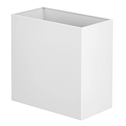 mDesign Small Steel Rectangular 2.4 Gallon/9.1 Liter Trash Can, Waste Basket for Bathroom, Bedroom, Home Office - Holds Garbage, Recycling, Household Items - Linn Collection - White - color: White