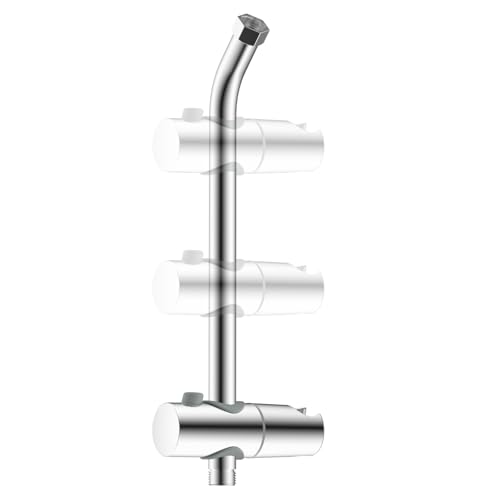 Hibbent Shower Slide Bar with Handheld Shower Head Holder, Stainless Steel Shower Arm Extension Sliding Bar, Height & Angle Adjustment Showerhead Holder, Chrome - color: Chrome