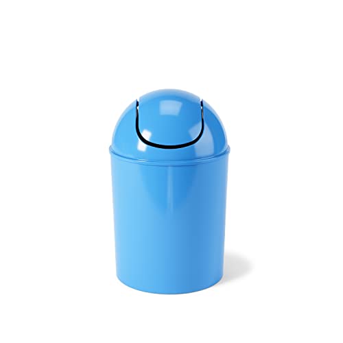 Umbra 1.25 Gallon Mini Waste Can with Removable Swing-Top Lid - Small Garbage Bin for Kitchen, Bathroom, Bedroom, Office - Compact Trash Can Fit Under Tables & Counters - Sky Blue - color: Sky Blue