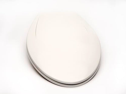 2Q1E6-04 Builder Grade Slow Close Plastic Toilet Seat with Vari Adjust Lok-Down R'N'C Hinge and Quik-Lok Mounting Hardware, Elongated, Cotton White - color: Cotton White, style: Elongated