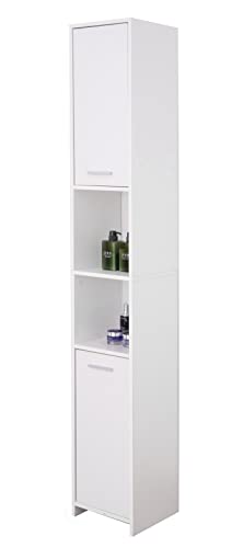 Versatile 77-Inch White Tall Storage Cabinet with 2 Doors and Adjustable Shelves, Linen Tower Cabinet, Bathroom Organizer and Storage, Kitchen Cabinet, Pantry Organizer, and Linen Closet - size: Narrow