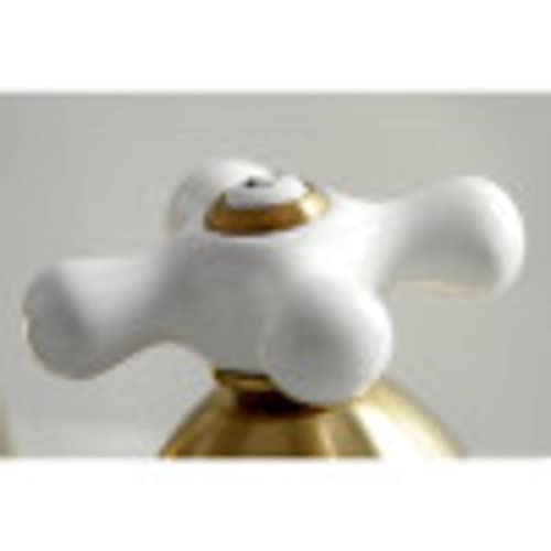 Kingston Brass KS3968PX Restoration Widespread Lavatory Faucet with Porcelain Cross Handle, Brushed Nickel - color: Brushed Nickel