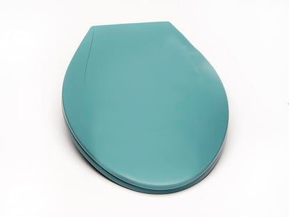 2Q1E6-45 Builder Grade Slow Close Plastic Toilet Seat with Vari Adjust Lok-Down R'N'C Hinge and Quik-Lok Mounting Hardware, Elongated, Regency Blue - color: Regency Blue, style: Elongated