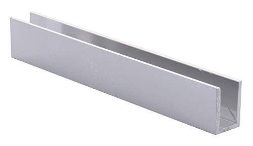 Brixwell SDCD38BA-CCP4 Brite Anodized 3/8" Fixed Panel Shower Door Deep U-Channel 4 inch Sample - color: Brite Anodized, size: 4 Inch - Sample