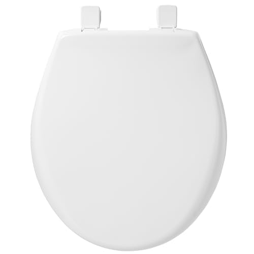 BEMIS 790TDGSL Commercial Heavy Duty Closed Front Toilet Seat with Cover, Industrial No Slam Seat with Secure Installation, Made in USA, Round, White - size: Round