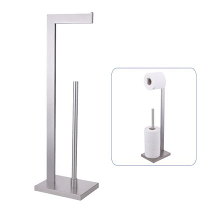 Toilet Paper Stand with Reserve - Brushed 304 Stainless Steel, Free Standing Bathroom Tissue Holder Storage for Extra Rolls - color: Brushed