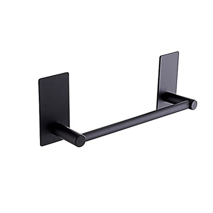 Adhesive Black Towel Bar 9-inch, Stick On Bath Towel Rack, Hand Towel Holders, No Drilling on Wall - Black - color: Black, size: 9-Inch