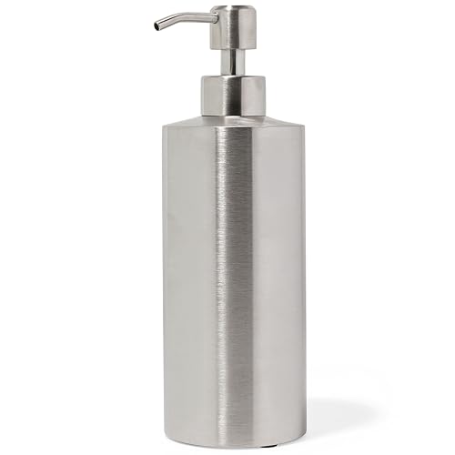 Silver Round Stainless Steel Soap Dispenser, 15 oz - color: Silver