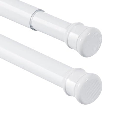 2 Pack No Sectional Assembly Tension Curtain Rods 28-48 Inch | 1" Diameter Spring Long Adjustable Shower Curtain Rods for Bathroom Windows Closet No Drilling No Rust, White - color: White, 2Pack, size: 28-48Inch, No Assembly