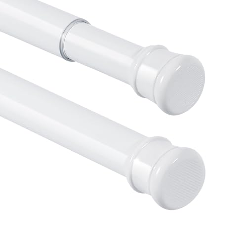 2 Pack No Sectional Assembly Tension Curtain Rods 56-104 Inch | 1" Diameter Spring Long Adjustable Shower Curtain Rods for Bathroom Windows Closet No Drilling No Rust, White - color: White, 2Pack, size: 56-104Inch, No Assembly
