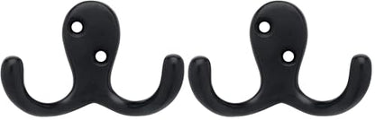 Liberty Hardware B59104Z-FB-C Double Prong Robe Hook, Flat Black (Pack of 2)