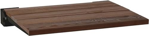 Seachrome 18 inch Silhouette Slimline Folding Wall Mount Shower Bench Seat, Natural Ash Wood Thermacor Seat with Matte Black Frame - color: Walnut Ash Wood With Matte Black Frame