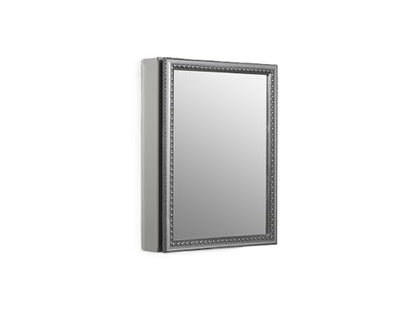 Kohler CB-CLW2026SS Aluminum Bathroom Medicine Cabinet with Mirror, Decorative Silver Framed Mirror Door, Adjustable Shelves, Rectangular Frame, 20 in. W x 26 in. H