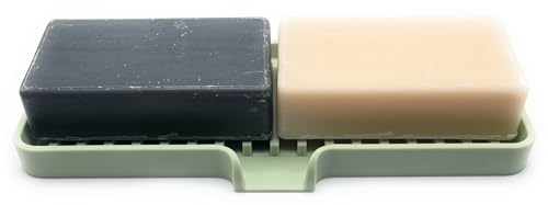 Silicone Soap Dish Tray and Sponge Holder with Drain Chute, Rectangular, Kitchen and Bathroom Sink Organizer (Pistachio, 9"x3.5") - color: Pistachio, size: (MD) 9"x3.5"