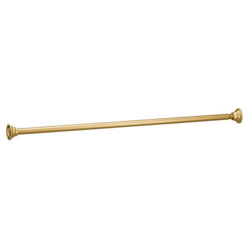 Moen TR1000BG 44-Inch to 72-Inch Adjustable Tension Mounted Straight Shower Curtain Rod, No Drilling Required, Brushed Gold Finish, Fits Standard Bathtubs - color: Brushed Gold