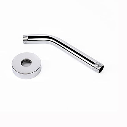 Shower Arm with Flange and Teflon Tape, Wall Mounted Shower Pipe 304 Stainless Steel Extension Arm for Fixed Shower Head & Handheld (6 Inch, Chrome) - color: Chrome, style: 6 Inch