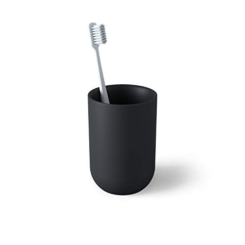 Umbra Junip Bath Accessories Tumbler - Modern White Resin Holder and Organizer, Perfect for Holding Toothbrushes, Make-up Brushes and Various Bath Items, Black - color: Black, style: Tumbler