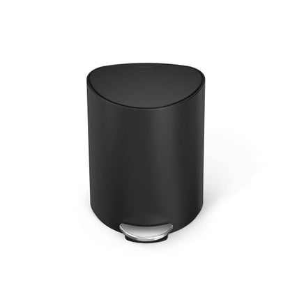 simplehuman Semi-Round Step Can, 6L / 1.6 Gallon Bathroom Trash Can, Liner Pocket®, Sleek Internal Hinge, 150,000-Step Pedal, Lid Shox® Silent Close, Matte Black Steel - color: Matte Black