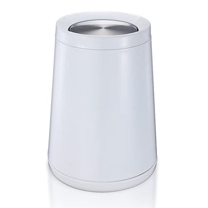 Household Swing White Bathroom Trash Can，Brushed Stainless Steel，10 L/3 Gallen，Garbage Can with Flipping Lid， for Indoor or Commercial Use, Kitchen,Modern，Living Room,Bedroom