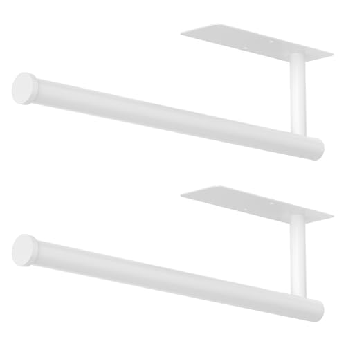 Paper Towel Holder Under Cabinet, Self-Adhesive,No Drilling, Stainless Steel, Wall-Mounted for Kitchen and Bathroom, Easy Install, Durable, Space-Saving, Ideal for Home, RV (White, 2 Pack) - color: White-2 Pack