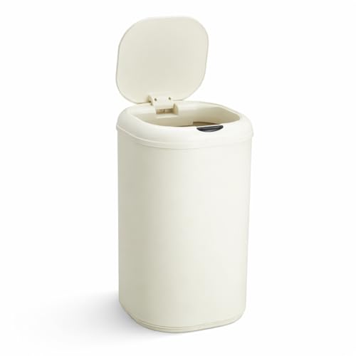Takywep Kitchen Trash Can, 8 Gallon (30L) Touchless Stainless Steel Kitchen Trash Can with Lid, Soft-Close, Fingerprint-Resistant, Pet-Proof Odor Control, Battery Operated, Beige