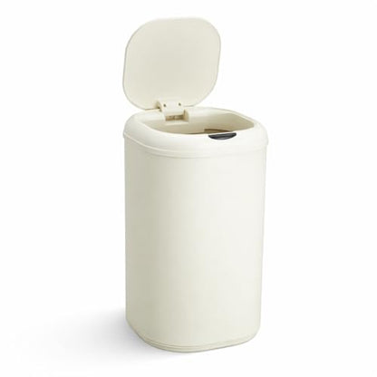 Takywep Kitchen Trash Can, 8 Gallon (30L) Touchless Stainless Steel Kitchen Trash Can with Lid, Soft-Close, Fingerprint-Resistant, Pet-Proof Odor Control, Battery Operated, Beige