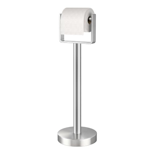 Heavy Duty Toilet Paper Holder Stand, Extra-Weighted Base No Tipping | Stainless Steel Toilet Paper Stand, Free Standing Floor Tissue Roll Holder for Bathroom, Brushed Nickel 200UP - color: Brushed Nickel