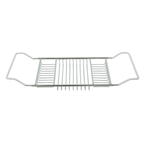 Bathtub Rack Adjustable Bathtub Tray Rust Resistant Bath Tray for Home Spa, Chrome Plated Silicone Handle Stainless Steel Bathroom Rack Without Book Holder - style: Chrome Plated Silicone Handle Stainless Steel Bathroom Rack Without Book Holder
