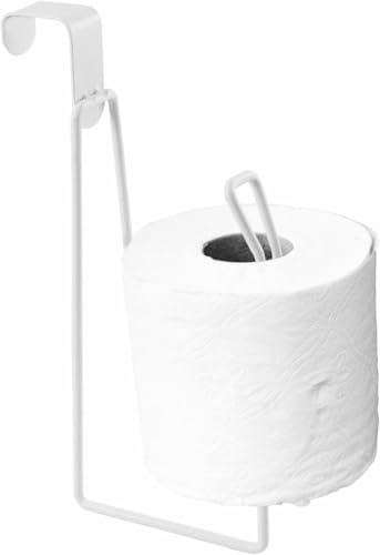 Toilet Paper Holders, Over The Tank Toilet Paper Holder Stand, Bathroom Metal Toilet Paper Holder Dispenser Reserve for Bathroom Storage and Organizatioz - color: White