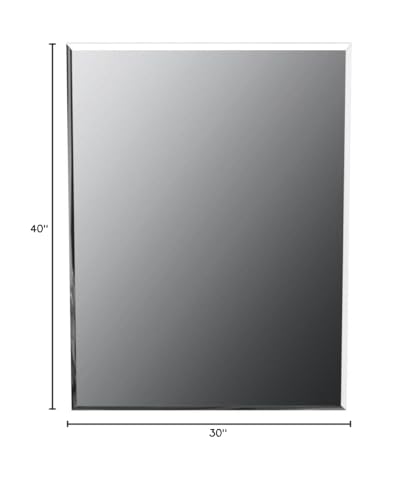 Fab Glass and Mirror 30x40 Inch Rectangle Frameless Bathroom Vanity Mirror with Beveled Edge - Shatterproof Wall Mounted Decorative Glass with Safety Backing for Living Room Bedroom Hallway Entryway - size: 40"L x 30"W, style: Rectangle
