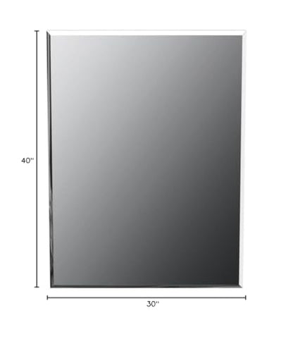 Fab Glass and Mirror 30x40 Inch Rectangle Frameless Bathroom Vanity Mirror with Beveled Edge - Shatterproof Wall Mounted Decorative Glass with Safety Backing for Living Room Bedroom Hallway Entryway - size: 40"L x 30"W, style: Rectangle