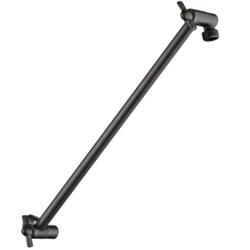 BRIGHT SHOWERS 15 Inch Extra Long Shower Head Extension Arm, Solid Brass Shower Arm Extender with Locking Screw for Rain and Handheld Showerhead, Height & Angle Adjustable, Oil-Rubbed Bronze - color: Oil Rubbed Bronze, style: 15 Inch