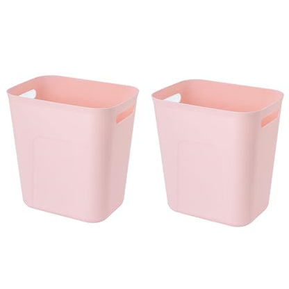 UUJOLY Plastic Small Trash Can Wastebasket, Garbage Container Basket for Bathrooms, Laundry Room, Kitchens, Offices, Kids Rooms, Dorms, 3.5 Gallon, Pink, 2 Pack | Compact Sturdy Garbage Can for Bathroom, Laundry Room, Kitchen, Office, Kids Room, Dorm, Dur