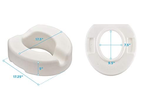NOVA Toilet Seat Riser – Adds 5” of Height, Raised Toilet Seat with 300 lb Weight Capacity, Universal Fit, Slip-Resistant Bathroom Safety Aid for Elderly & Seniors - style: Without Arm