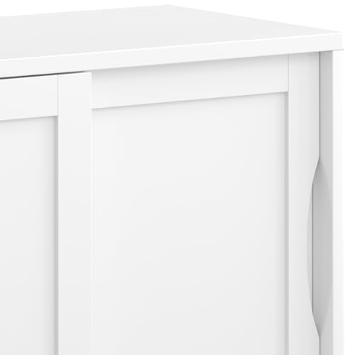 SIMPLIHOME Harper 48" Wide Solid Wood Storage Cabinet in Black - color: White, size: 30 inch