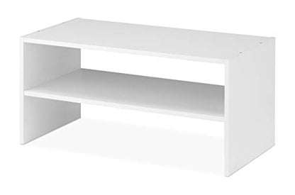 Whitmor Wood Stackable 2-Shelf Shoe Rack, White, 24 inches - color: White, size: 24 INCH