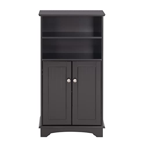 Spirich Small Bathroom Storage Cabinet with Doors & Open Shelves, Espresso | Adjustable Shelf, Anti-Tip Device, 19.69"W x 11.81"D x 36.42"H, Perfect for Bathroom, Entryway, Living Room & Dining Room - size: 36.42'' Tall