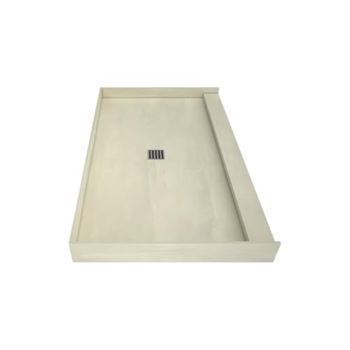 36x60 Shower Pan, Single Curb, Brushed Nickel Square Grate | Leak-Proof, Flat-Bottom, Tileable Shower Base Pan, Pre-Pitched with Integrated Drain and Splash Walls for Bathroom Remodels - color: Center Drain, Single Curb, Brushed Nickel