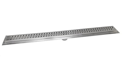 304 Stainless Steel Brushed Nickel Linear Shower Drain Kit Ocean Wave Linear Shower Drains for Tile Floor Long Hair Catcher Strainer Grate Cover Bathroom (47 Inch) - size: 47 Inch