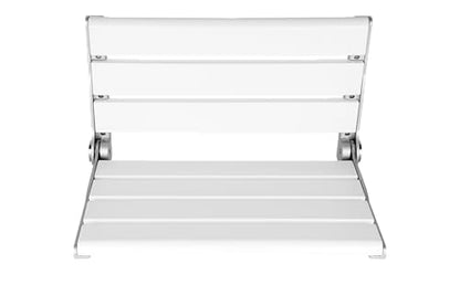 18" Wall Mounted Shower Seat for Adults | Shower Bench Wall Mount for Inside Shower, Fold Down Shower Seat, Shower Seats for Adults - color: White & Aluminum Alloy & Silver