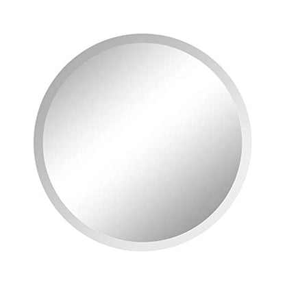 24 Inch Round Frameless Bathroom Vanity Mirror with Beveled Edge - Shatterproof Circle Wall Mounted Decorative Glass with Safety Backing for Living Room Bedroom Hallway Entryway - Fab Glass and Mirror - size: 24"L x 24"W, style: Round