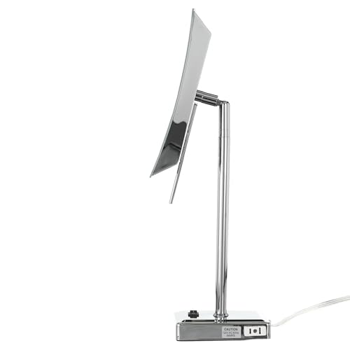 JERDON Lighted Makeup Mirror with 5X Magnification - Chrome - JRT910CL | 6.5" x 9" Rectangular Frame, LED Lighting, 17" Tall - color: Chrome