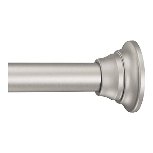 Moen Straight Adjustable Mounted Shower Curtain Rod for Bathroom, Brushed Nickel Finish, TR1000BN - color: Brushed Nickel