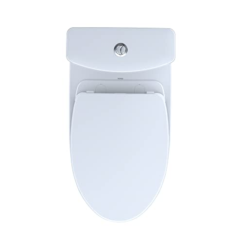 TOTO Aquia IV WASHLET+ Two-Piece Elongated Dual Flush 1.28 and 0.9 GPF Toilet with CEFIONTECT, Cotton White - MS446124CEMGN#01