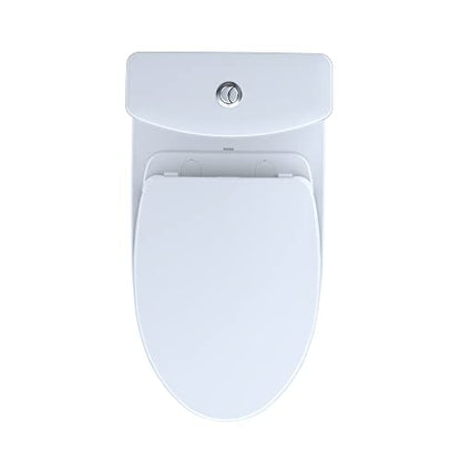 TOTO Aquia IV WASHLET+ Two-Piece Elongated Dual Flush 1.28 and 0.9 GPF Toilet with CEFIONTECT, Cotton White - MS446124CEMGN#01