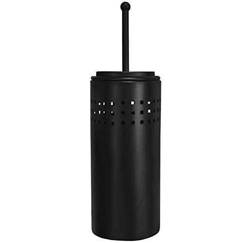Blue Donuts Toilet Brush and Plunger Set with Holder, Modern Black Bathroom Accessories Toilet Plunger and Toilet Bowl Brush Combo - color: Black