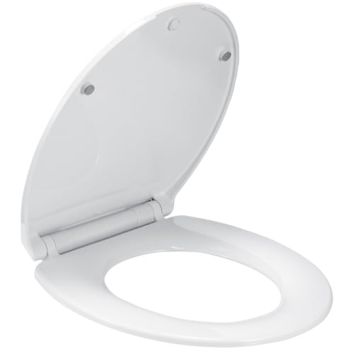 Round Slow Close Toilet Seat, Slip-Resistant, Quick Releasing for Cleaning, Easy to Install, Never Loosen, White - style: Round